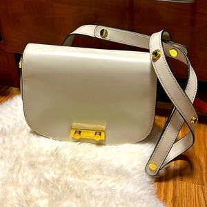 Marni white leather crossbody adjustable strap bag purse